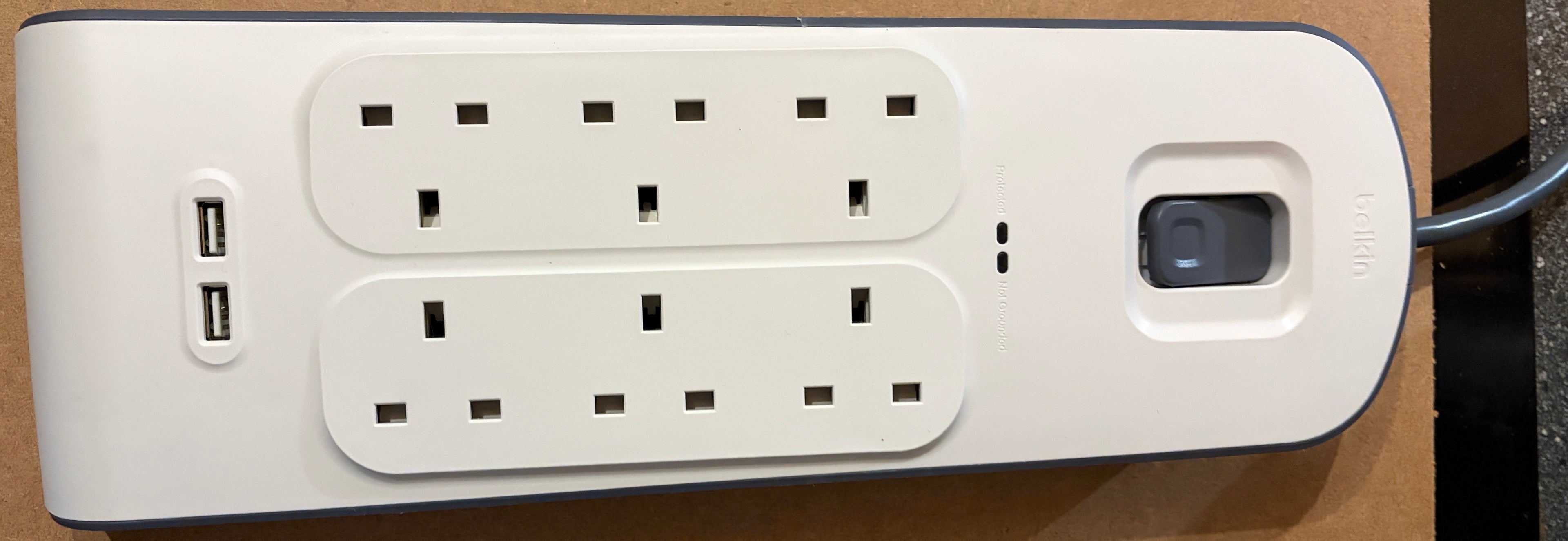 3D Printed Wall Mount For Belkin Extension Lead 6 Way Double Width